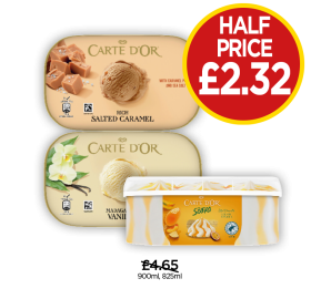 Carte D'Or Salted Caramel, Vanilla, Solero - Now Only Half Price £2.32 at Budgens