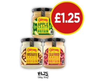 Colman's Apple Sauce, Horseradish, Seafood - Now Only £1.25 at Budgens