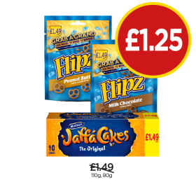 Flipz Peanut Butter, Milk Chocolate, Jaffa Cakes - Now Only £1.25 at Budgens