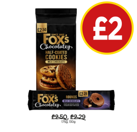 Fox's Chocolatey Half-Coated Cookies, Rounds - Now Only £2 at Budgens