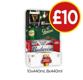 Guinness, Staropramen, Budweiser, Stella Artois - Now Only £10 at Budgens