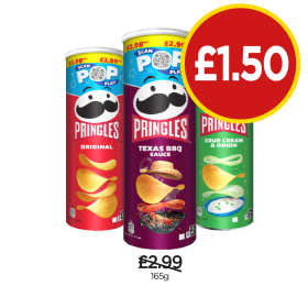Pringles Original, Texas BBQ Sauce - Now Only £1.50 at Budgens