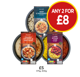 Pro-Cuisine Beef Stroganoff, Creamy Chicken & Ham Bake, Lamb Rogan Josh - Any 2 for £8 at Budgens