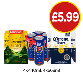 Thatchers Gold, Fosters, Corona - Now Only £5.99 at Budgens