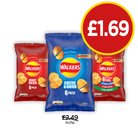 Walkers Classic Variety, Cheese & Onion, Ready Salted - Now Only £1.69 at Budgens