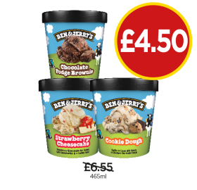 Ben & Jerry's Chocolate Fudge Brownie, Strawberry Cheesecake, Cookie Dough - Now Only £4.50 at Budgens