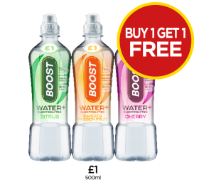 Boost Water Citrus, Mango & Passion Fruit, Cherry - Buy 1 Get 1 FREE at Budgens