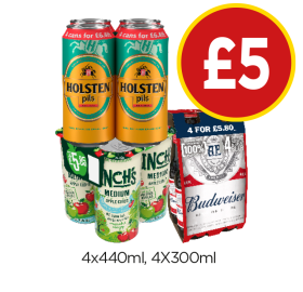 Holsten Pilsner, Inch's, Budweiser - Now Only £5 at Budgens