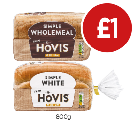 Hovis Simple Wholemeal, White - Now Only £1 at Budgens