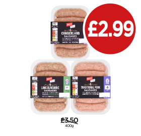 Jack's Sausages Traditional, Cumberland, Lincolnshire - Now Only £2.99 at Budgens