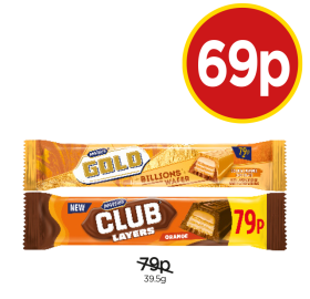 McVities Gold Billions Wafer, Club Layers Orange - Now Only 69p at Budgens