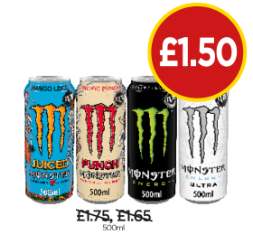 Monster Juiced Mango, Punch, Original, Ultra - Now Only £1.50 at Budgens
