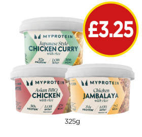 My Protein Japanese Style Chicken Curry, Asian BBQ Chicken, Chicken Jambalaya - Now Only £3.25 at Budgens