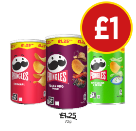 Pringles Original, Texas BBQ Sauce, Sour Cream & Chive - Now Only £1 at Budgens