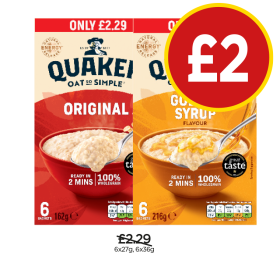Quakers Original, Golden Syrup - Now Only £2 at Budgens
