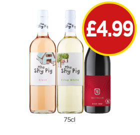 The Shy Pig Blush, Crisp White, McGuigan Deep Red - Now Only £4.99 at Budgens