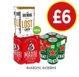 Brewdog Lost Lager, Madri, Heineken - Now Only £6 at Budgens