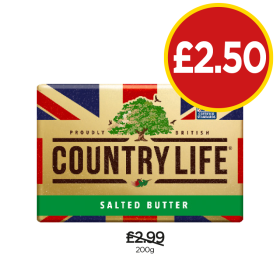 Country Life Salted Butter - Now Only £2.50 at Budgens
