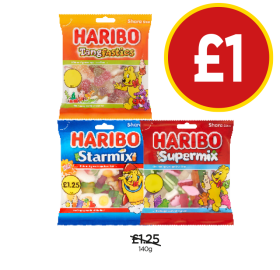 Haribo Tangfastics, Starmix, Supermix - Now Only £1 at Budgens