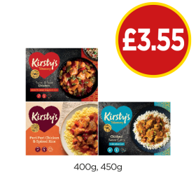 Kirsty's Takeaway Sweet & Sour Chicken, Peri Peri Chicken & Spiced Rice, Chicken Katsu Curry - Now Only £3.55 at Budgens