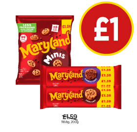 Maryland Minis, Double Choc & Choc Chip - Now Only £1 at Budgens