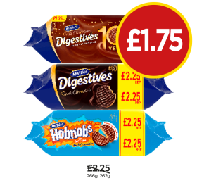 McVities Digestives Milk, Dark, Hobnobs - Now Only £1.75 at Budgens