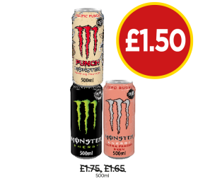 Monster Energy Pacific Punch, Original, Ultra Peach - Now Only £1.50 at Budgens