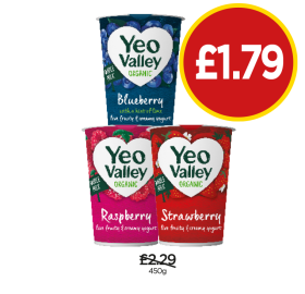 Yeo Valley Organic Blueberry, Raspberry, Strawberry - Now Only £1.79 at Budgens
