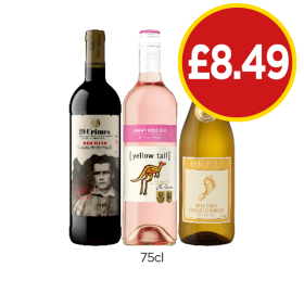 19 Crimes Red Wine, Yellow Tail Rosé, Barefoot Buttery Chardonnay - Now Only £8.49 at Budgens