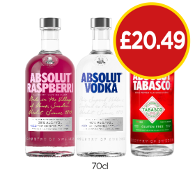 Absolut Raspberry, Vodka, Tabasco - Now Only £20.49 at Budgens
