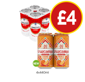 Amstel, Cruzcampo Orange - Now Only £4 at Budgens