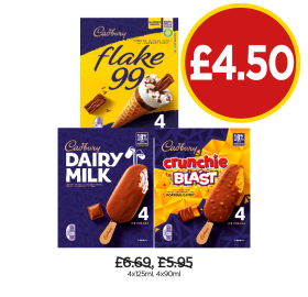 Cadbury Flake 99, Dairy Milk, Crunchie Blast - Now Only £4.50 at Budgens