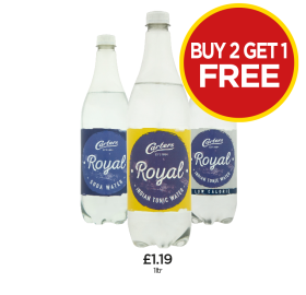 Carters Royal Soda Water, Indian Tonic Water, Low Calorie - Buy 2 Get 1 FREE at Budgens