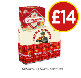 Cruzcampo, Moretti, Estrella - Now Only £14 at Budgens