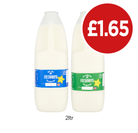 Freshways Milk Whole, Semi-Skimmed - Now Only £1.65 at Budgens