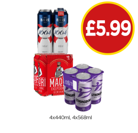 Kronenbourg, Madri, Strongbow Dark Fruits - Now Only £5.99 at Budgens