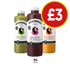 Mockingbird Raw Greens, Raw Boost, Raw Defence - Now Only £3 at Budgens