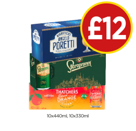 Poretti, Staropramen, Thatchers Blood Orange - Now Only £12 at Budgens