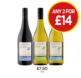 Quirky Bird Merlot, Chenin Blanc, Sauvignon Blanc - Any 2 for £14 at Budgens