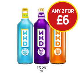 WKD Blue, Purple Grape, Iron Bru - Any 2 for £6 at Budgens