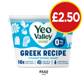 Yeo Valley Organic Greek Recipe - Now Only £2.50 at Budgens