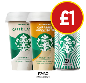 Starbucks Doubleshot Espresso, Caramel Macchiato, Café Latte - Now Only £1 each at Budgens