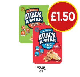Attack A Snak Chicken 'N' Cheese, Ham 'N' Cheese - Now Only £1.50 at Budgens