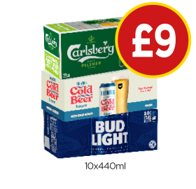 Carlsberg, Brewdog Cold Beer, Bud Light - Now Only £9 at Budgens