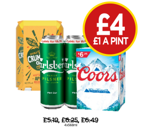 Crumpton Oaks, Carlsberg, Coors - Now Only £4 at Budgens
