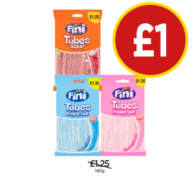 Fini Tubes Sour, Inside Out Raspberry, Strawberry - Now Only £1 at Budgens