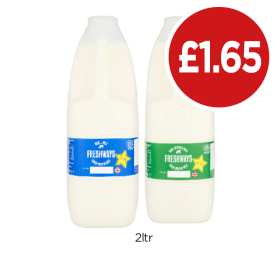 Freshways Milk Whole, Semi-Skimmed - Now Only £1.65 at Budgens