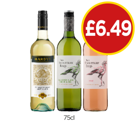 Hardy's Chardonnay, The Secretary Bird Sauvignon Blanc, Rosé - Now Only £6.49 at Budgens