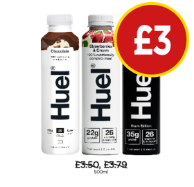 Huel Chocolate, Black Edition, Strawberries & Cream - Now Only £3 at Budgens