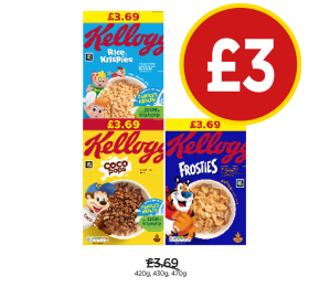 Kellogg's Rice Krispies, Coco Pops, Frosties - Now Only £3 at Budgens